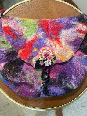 brushed wool handmade hand died bag
